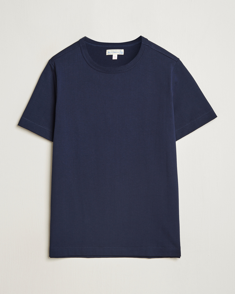 Merz b. Schwanen Relaxed Loopwheeled Sturdy T-Shirt Ink Blue