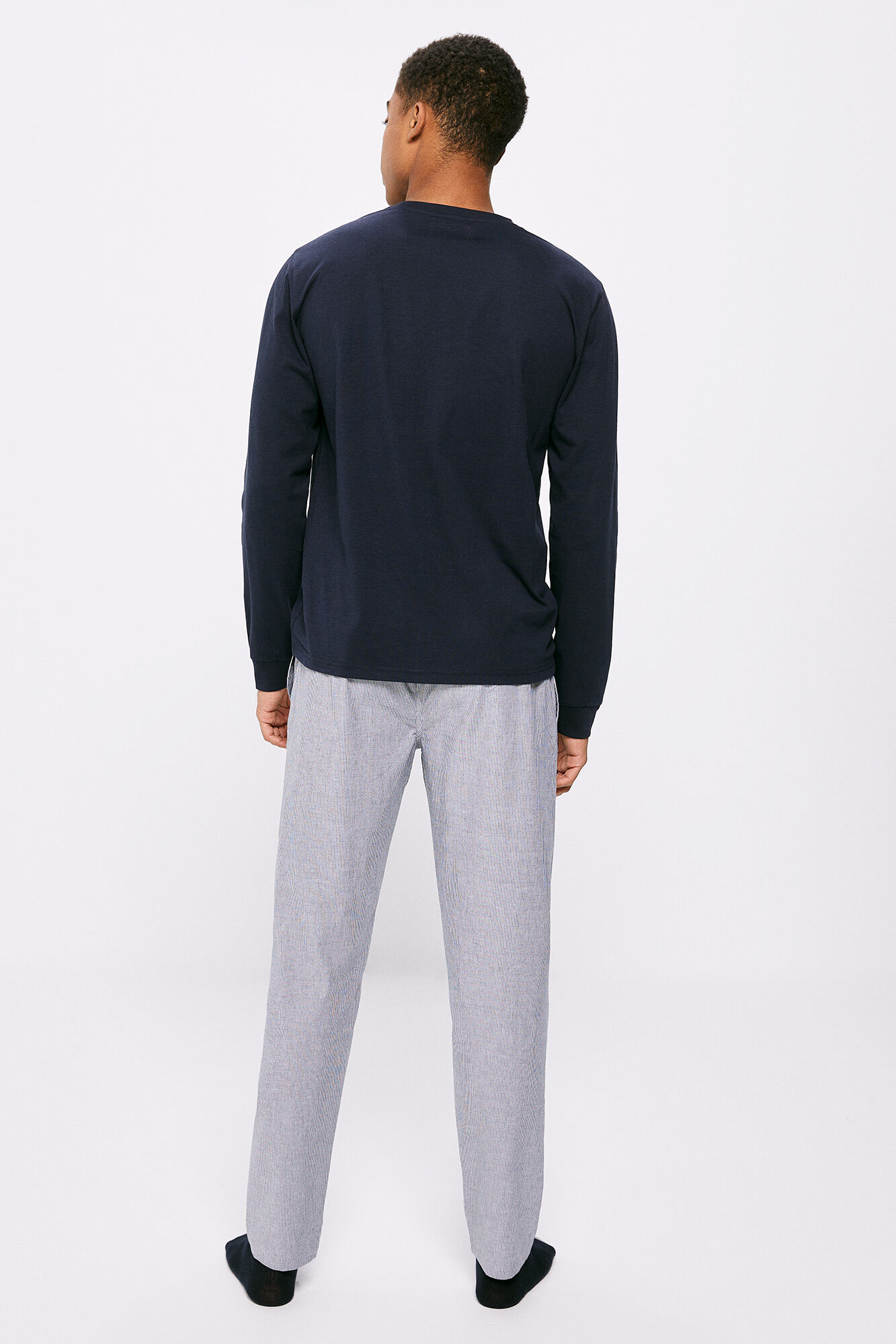 Calça comprida de pijama de lona - azul marinho