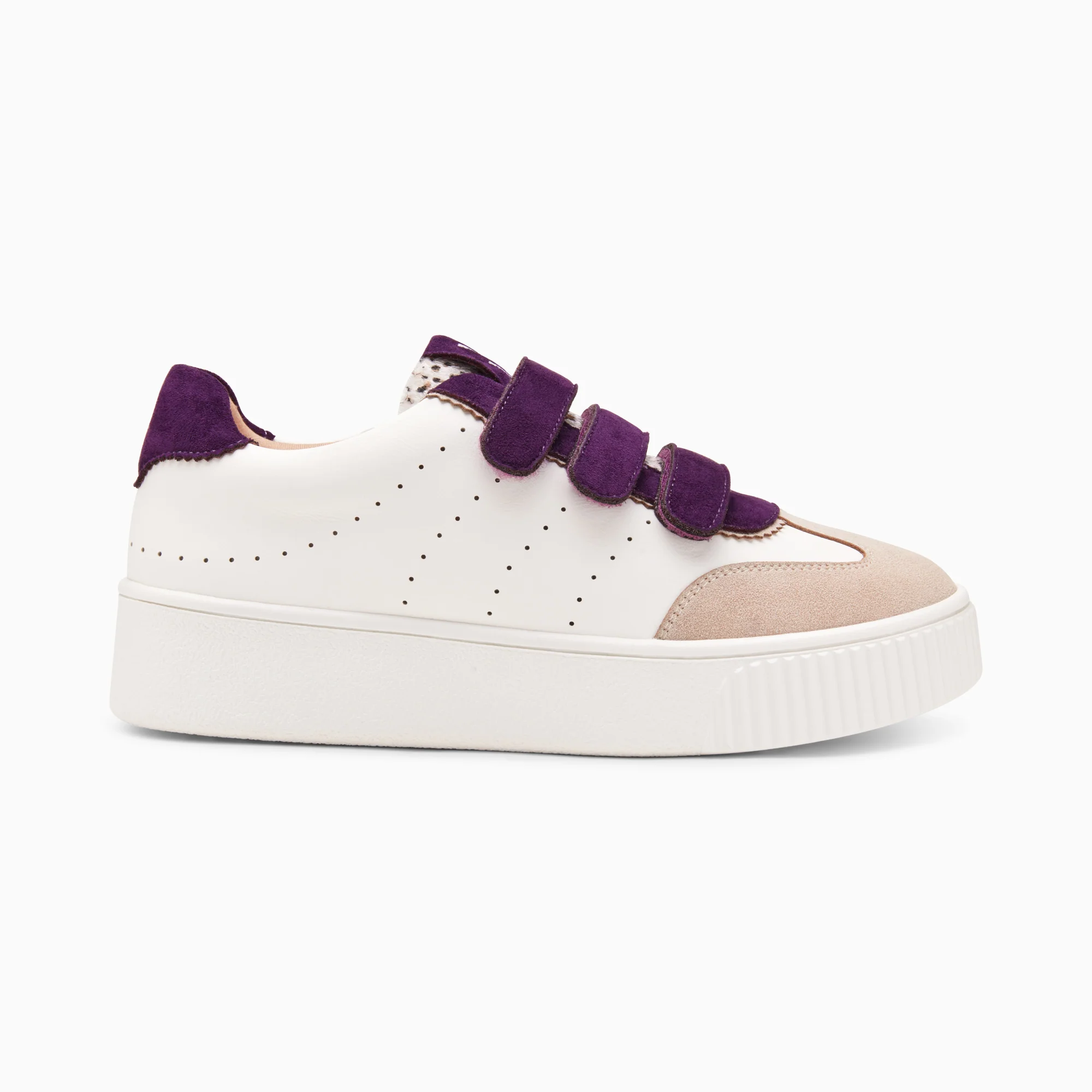 Sneakers-Baskets Marie blanc et violet à scratchs
