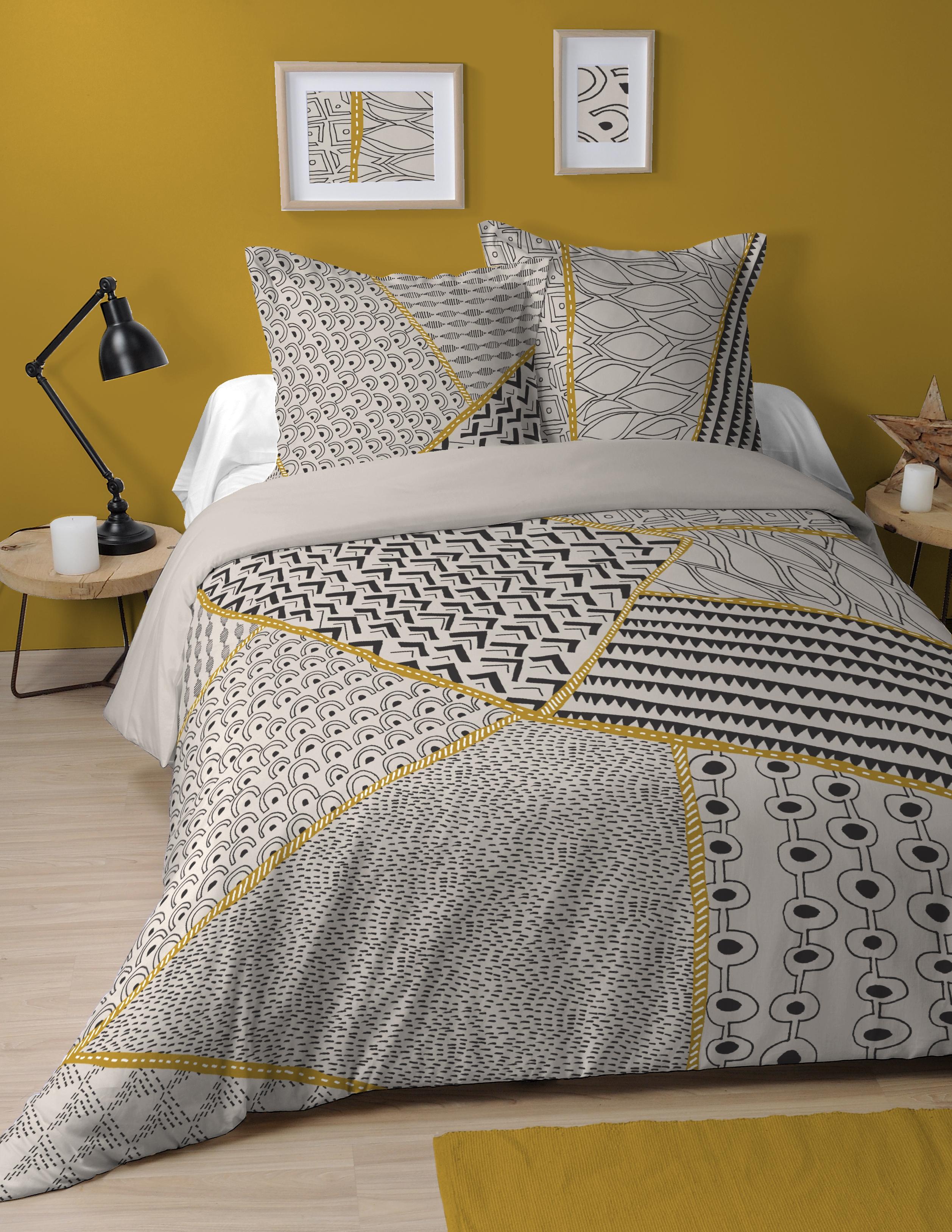 FRESNO HOUSSE COUETTE 240X220CM ET 2 TAIES 63X63CM COTON