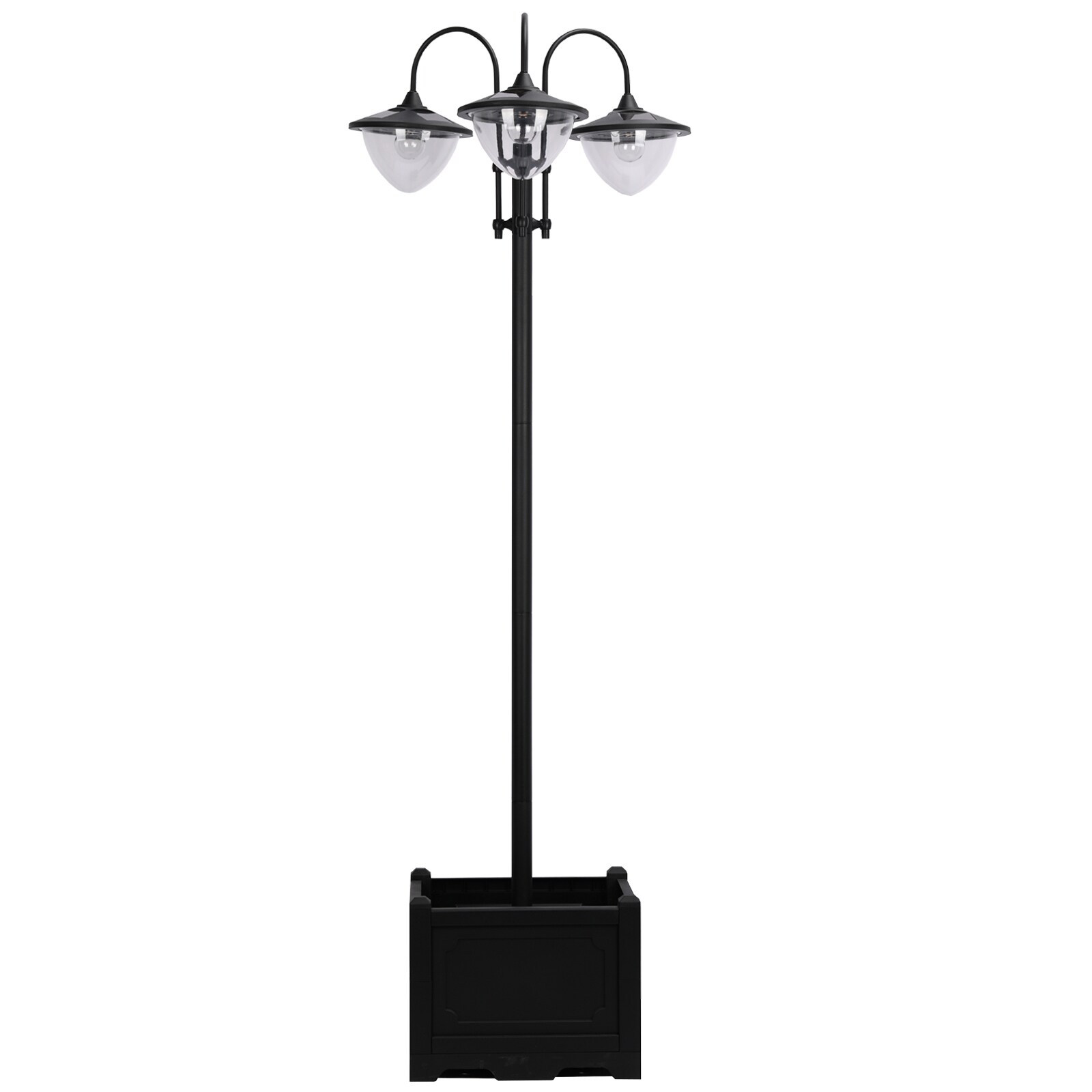 Outsunny Solar-Laterne mit Blumentopf schwarz 60 x 55 x 189 cm (LxBxH)