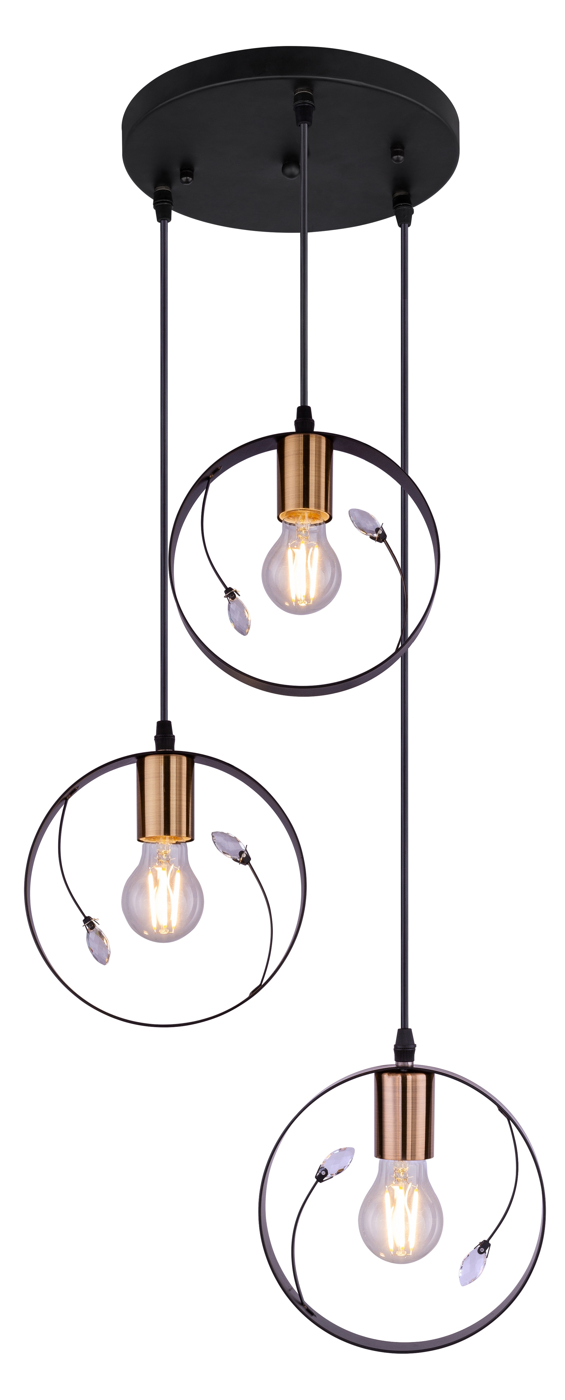 GLOBO Retrofit Pendelleuchte Vigo schwarz 39x39cm H50-150cm