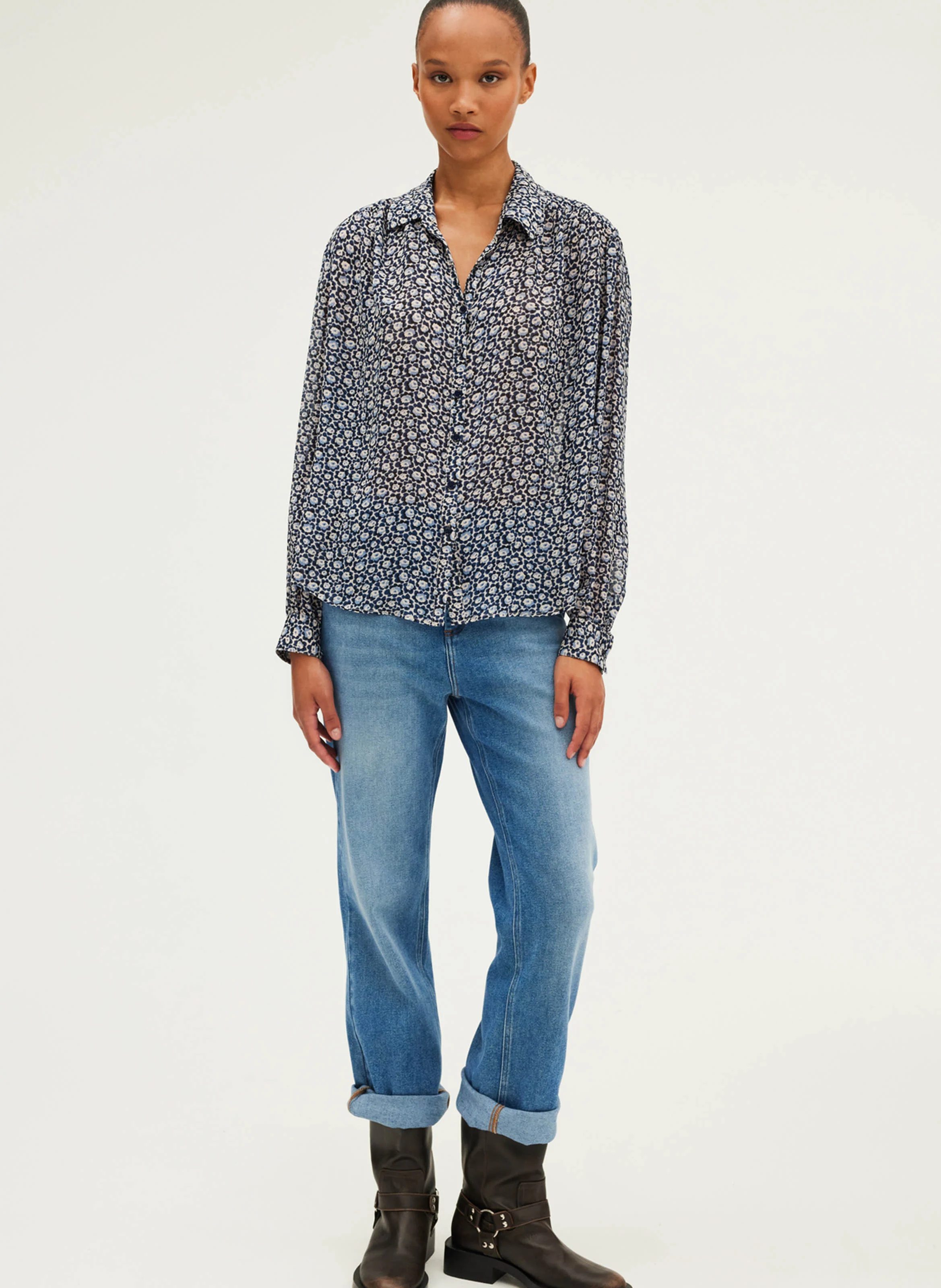 BRAILLE - Chemise ample imprimée| Bleu