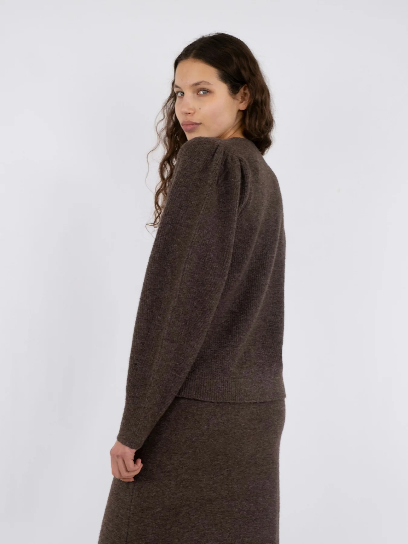Neo Noir Nuna Knit Cardigan brown melange