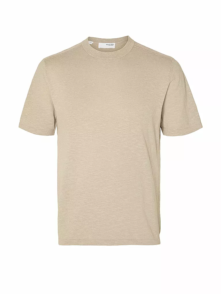 SELECTED T-Shirt SLHBERG beige