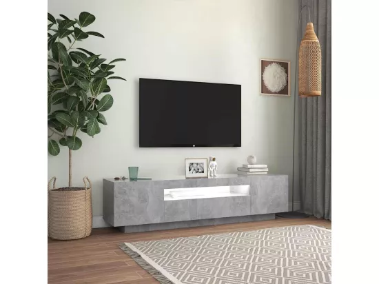 Meuble TV avec lumières LED gris béton 160x35x40 cm