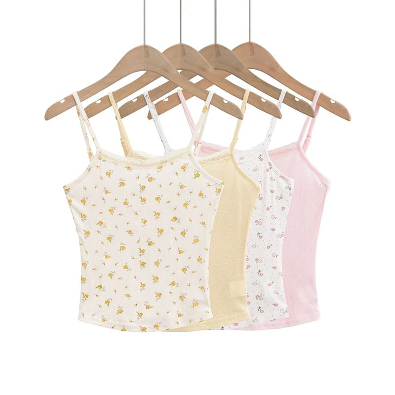 Bazer - Camisole top met kanten rand / Cropped cardigan met ronde hals