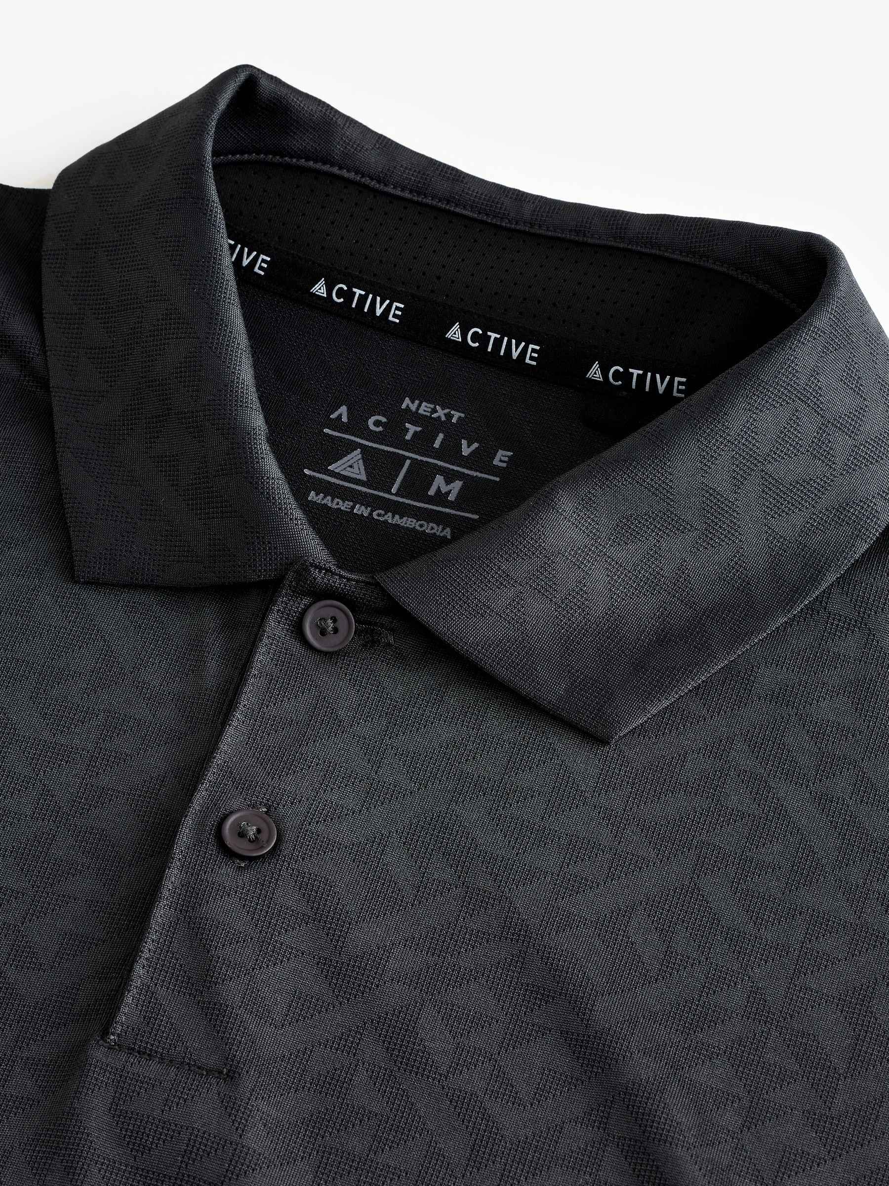 Leisteen grijs - Sportief jacquard golfpoloshirt
