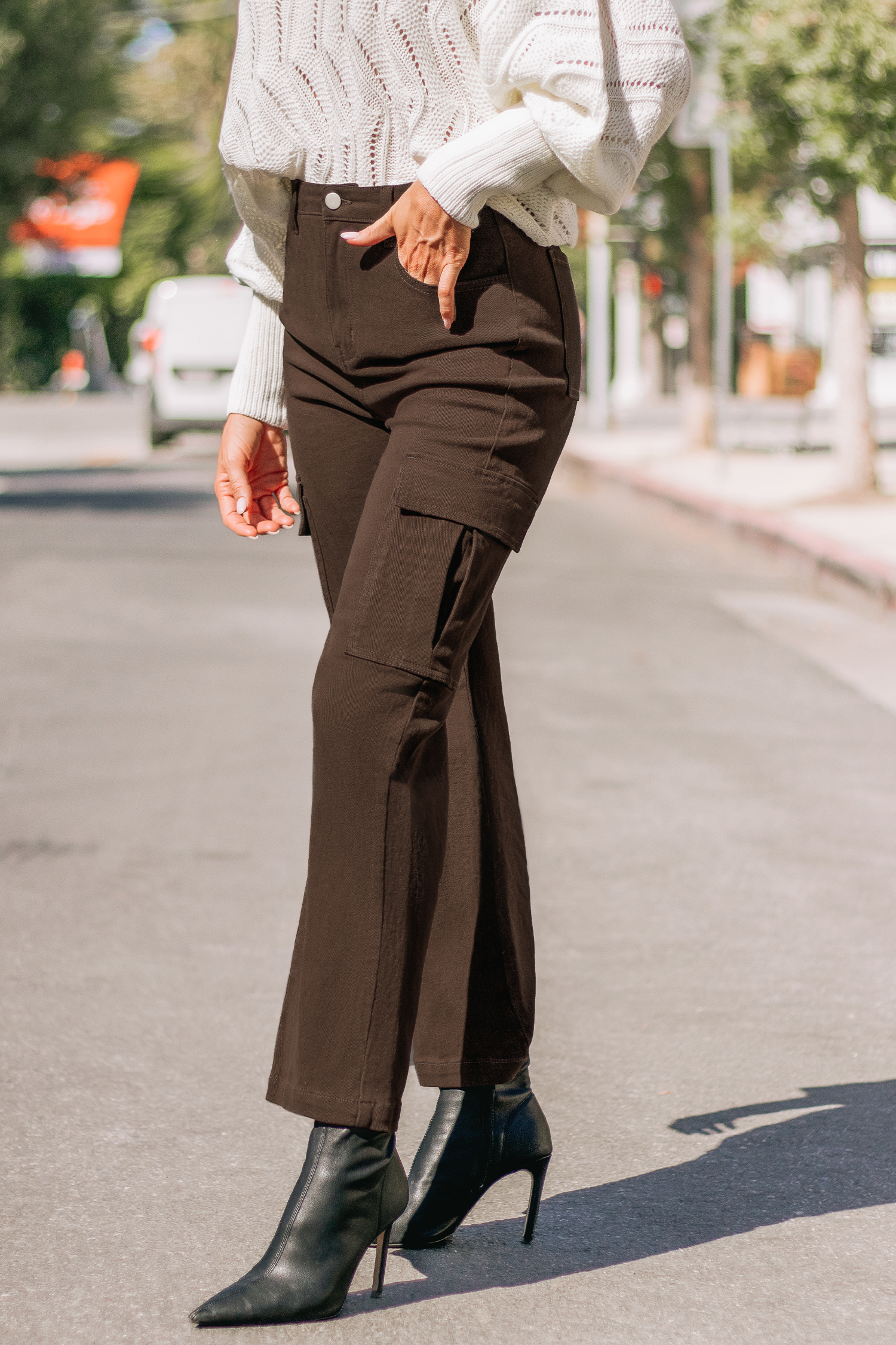 Pantalon taille haute cargo