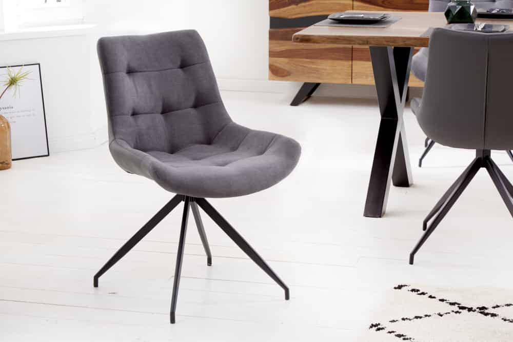 Design Stuhl DIVANI hellgrau Metallgestell schwarz im Retro Stil