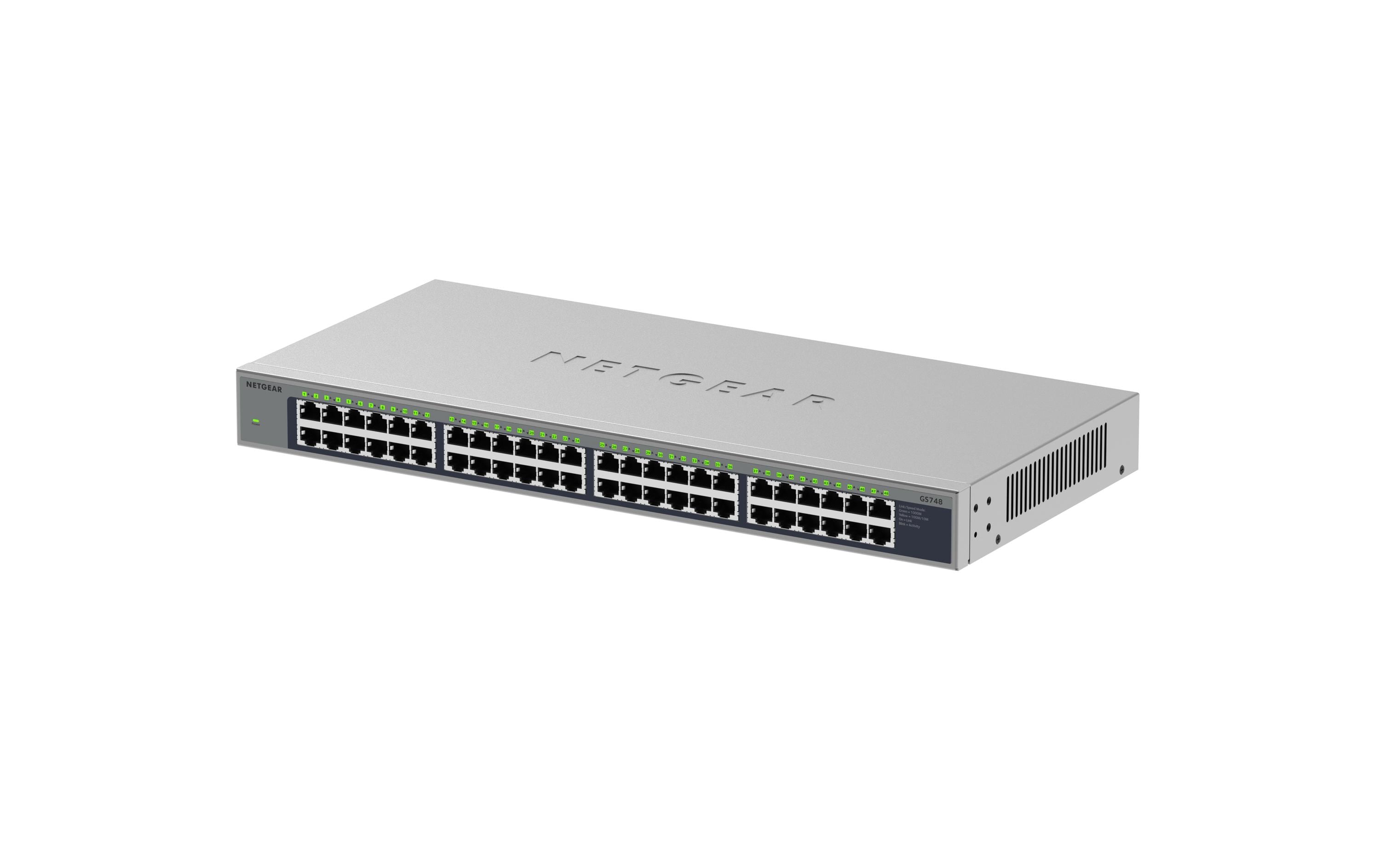 Switch GS748 48 Port<br>48-Port Gigabit Ethernet Unmanaged Switch