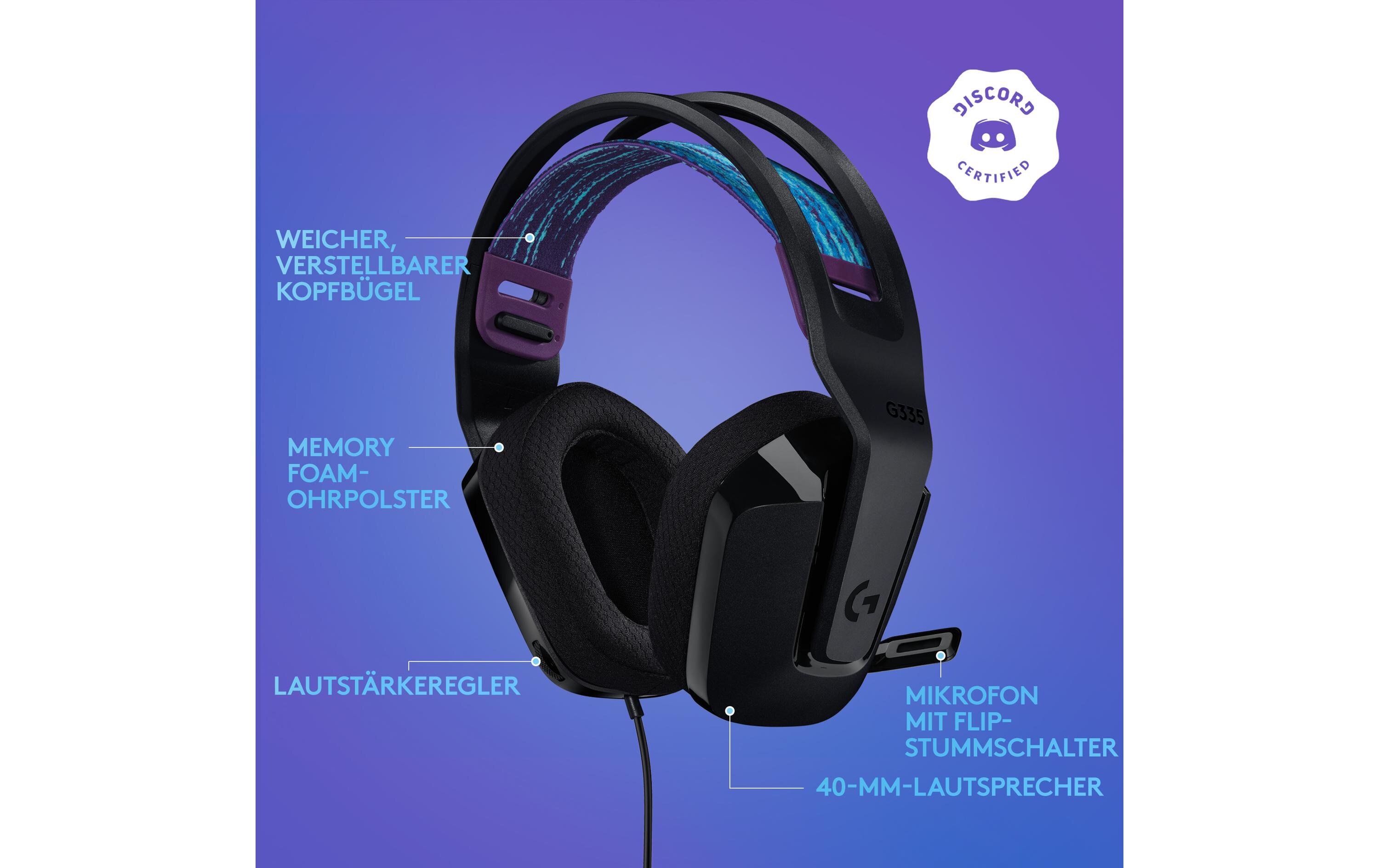 Headset G335 Gaming SchwarzKomfortables Gaming-Headset für PC und Spielkonsolen
