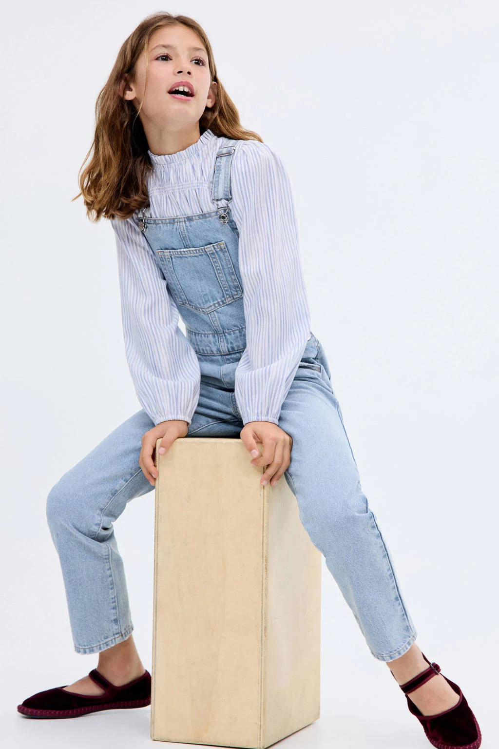 Mango Kids denim tuinbroek light blue denim