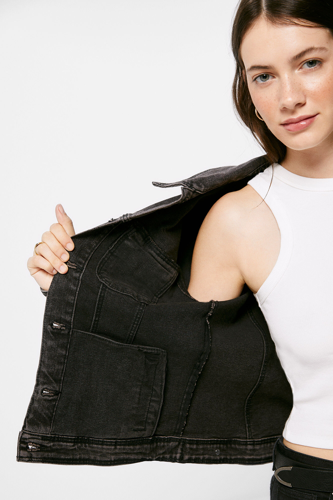 Jaqueta jeans de algodão