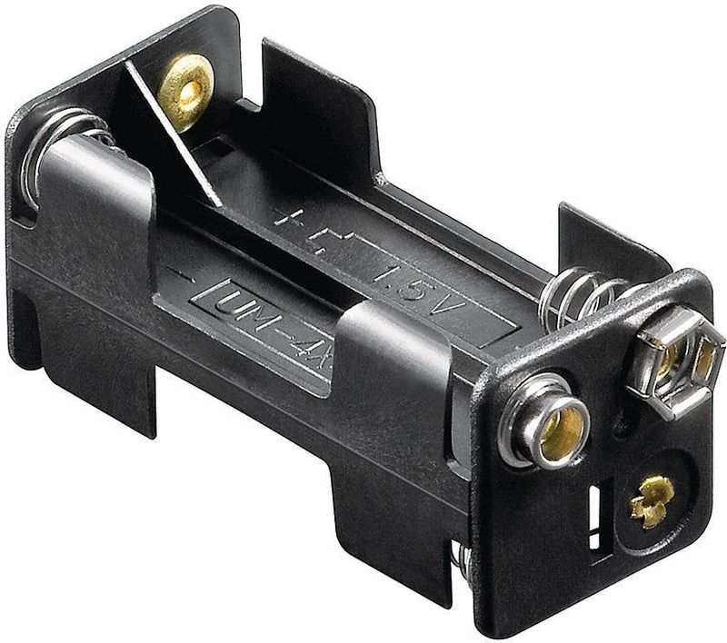 Batterijhouder - Zwart - Voor 4 AAA-Batterijen - Push-On Bevestiging