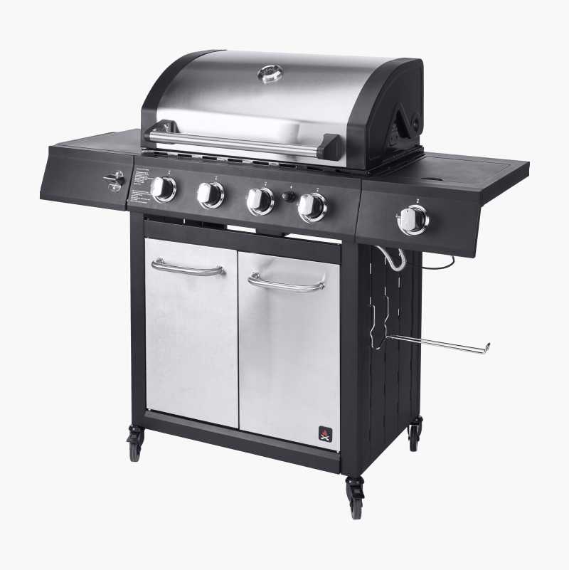 Gassgrill, fire brennere