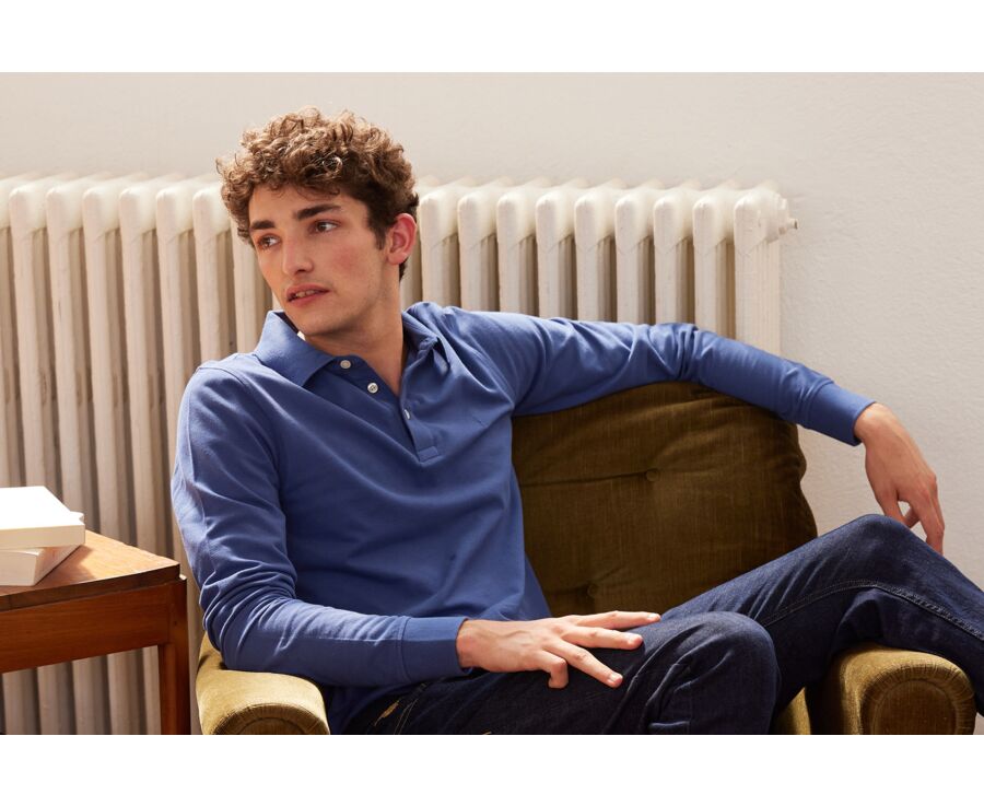 Polo manches longues homme Bleu Royal - ALEC II ML