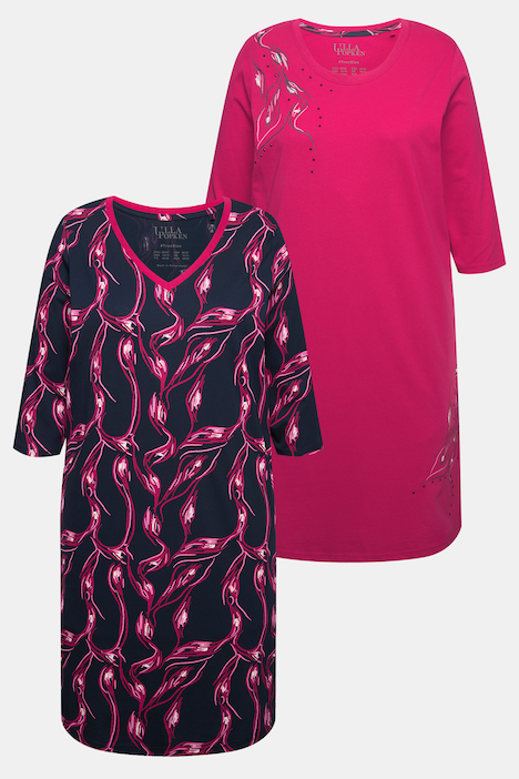 Bigshirts, 2er-Pack, V-Ausschnitt/Rundhals, 3/4-Arm