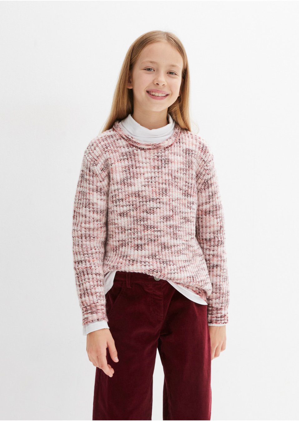 Pull en maille chinée fille