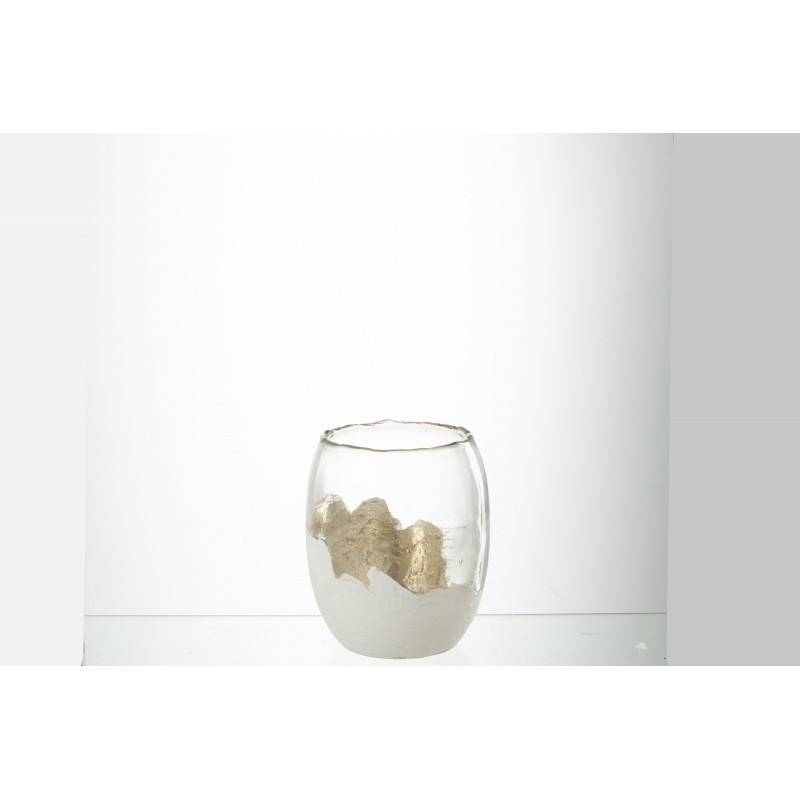 Photophore en verre blanc 13x13x15 cm