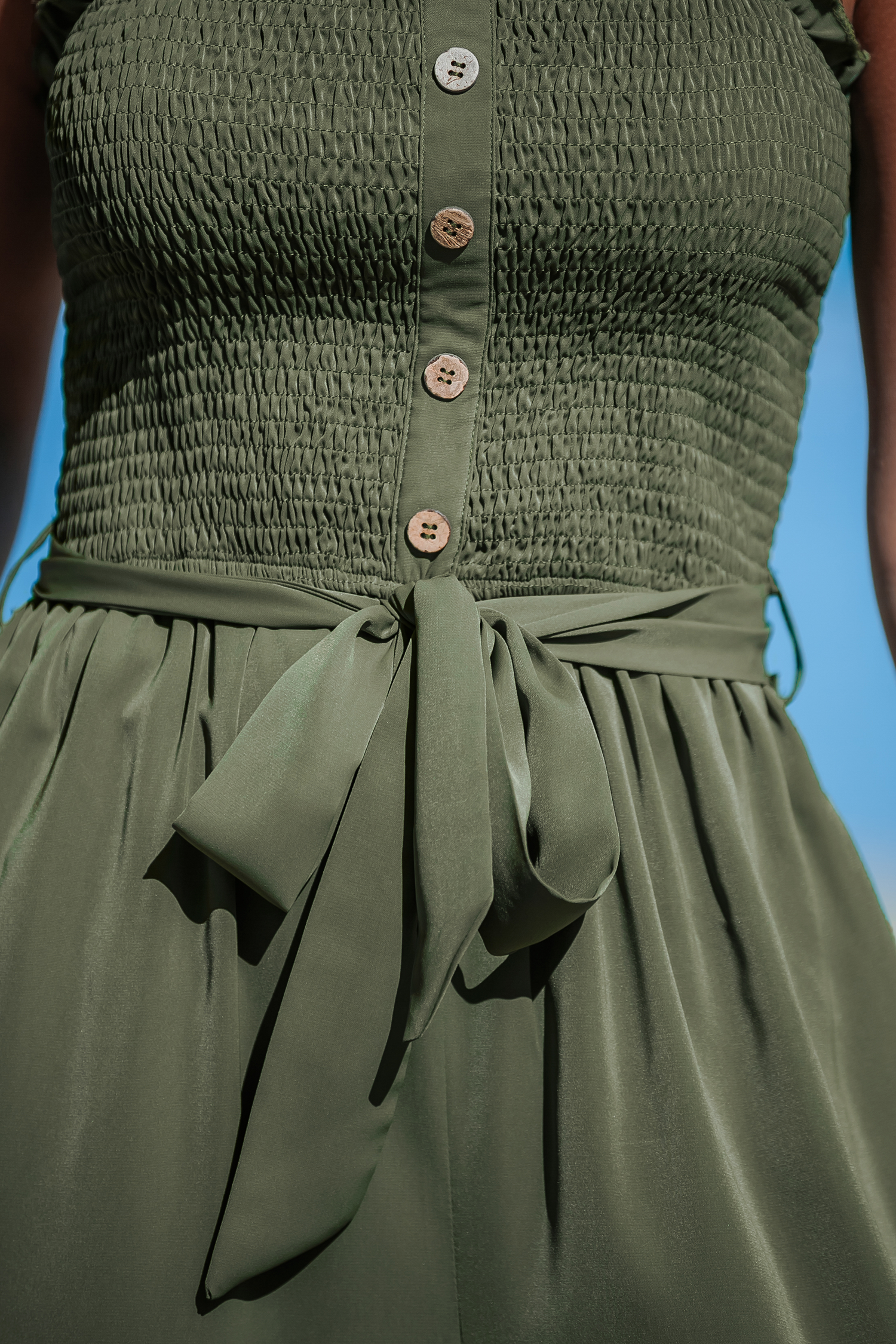 Combinaison à col carré et jambes droites olive