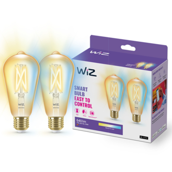 WiZ Connected LED edison E27 50W 2 stuks filament gold koel tot warmwit licht dimbaar
