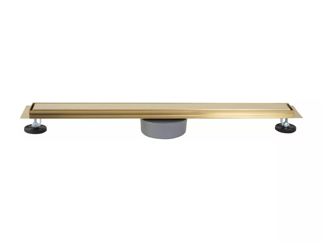 Drain linéaire REA Neox Pro 600 Brush Gold en acier inoxydable de qualité supérieure pour une salle de bain élégante et facile à nettoyer