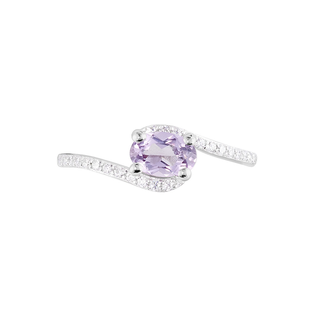 Bague Loriane Or Blanc Amethyste Et Oxyde De Zirconium