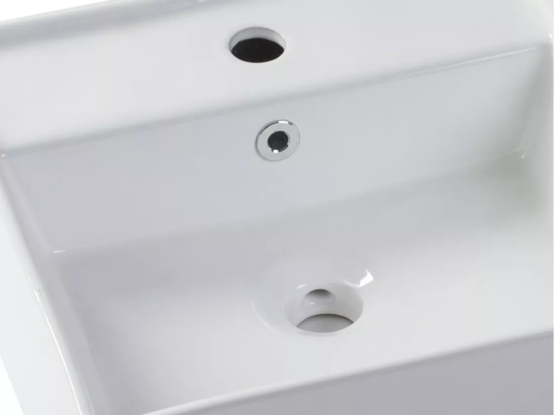 Vasque à poser carrée en céramique blanche - 41 cm - VERINI