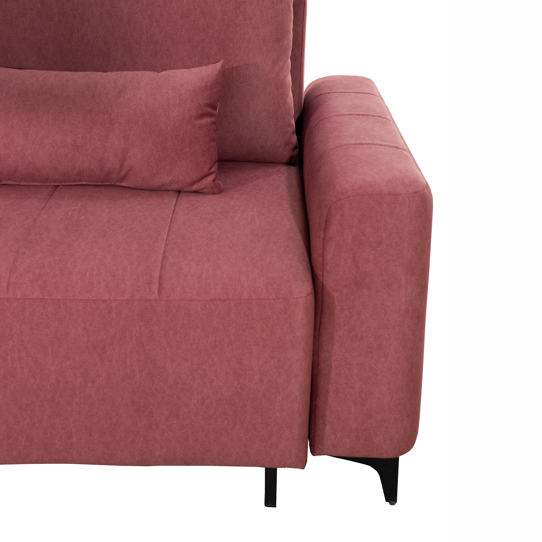 3-Sitzer Sofa - rot - Samt - mit Staukasten
