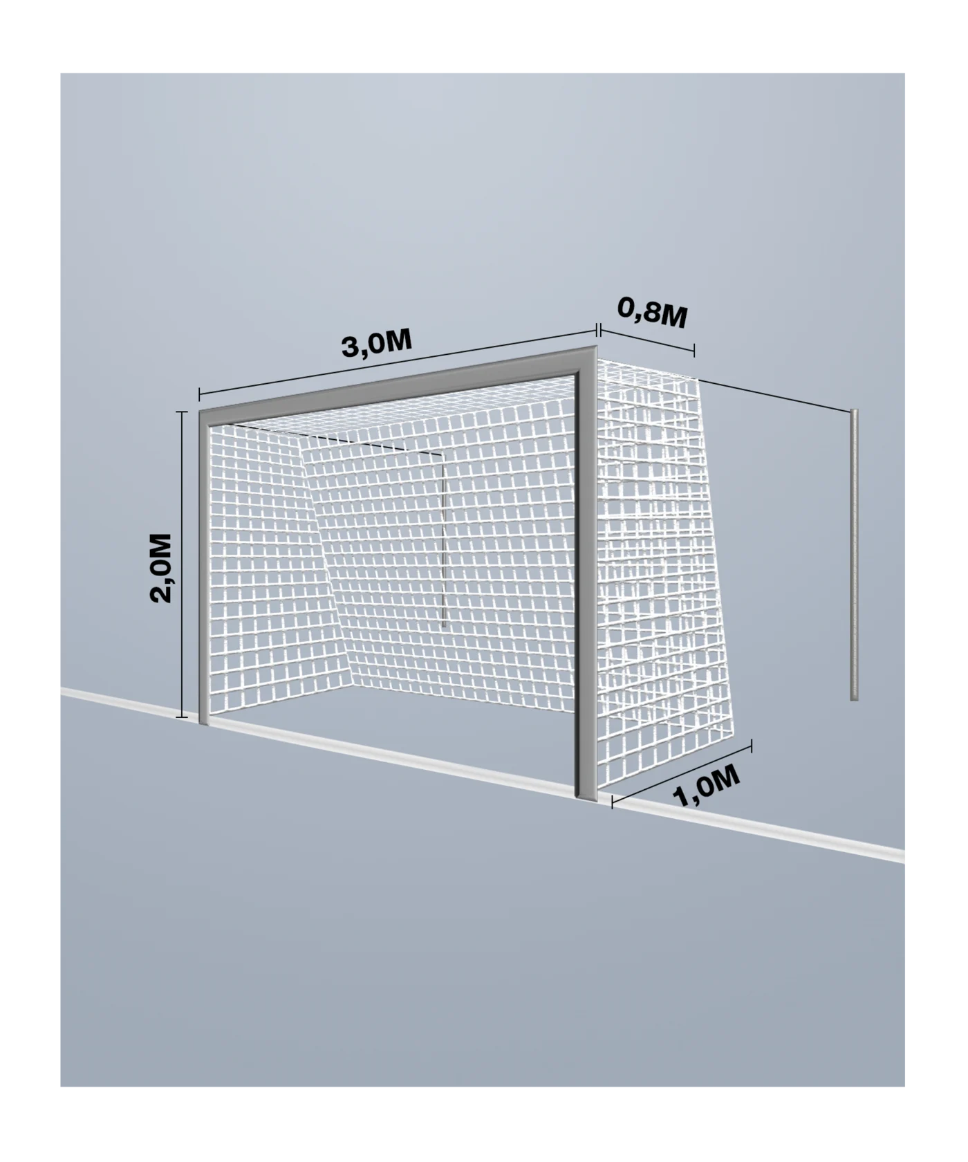 Cawila Tornetz 3,00x2,00m | Tiefe 0,8x1,0m | Maschenweite 10cm | Stärke 4mm | Weiss