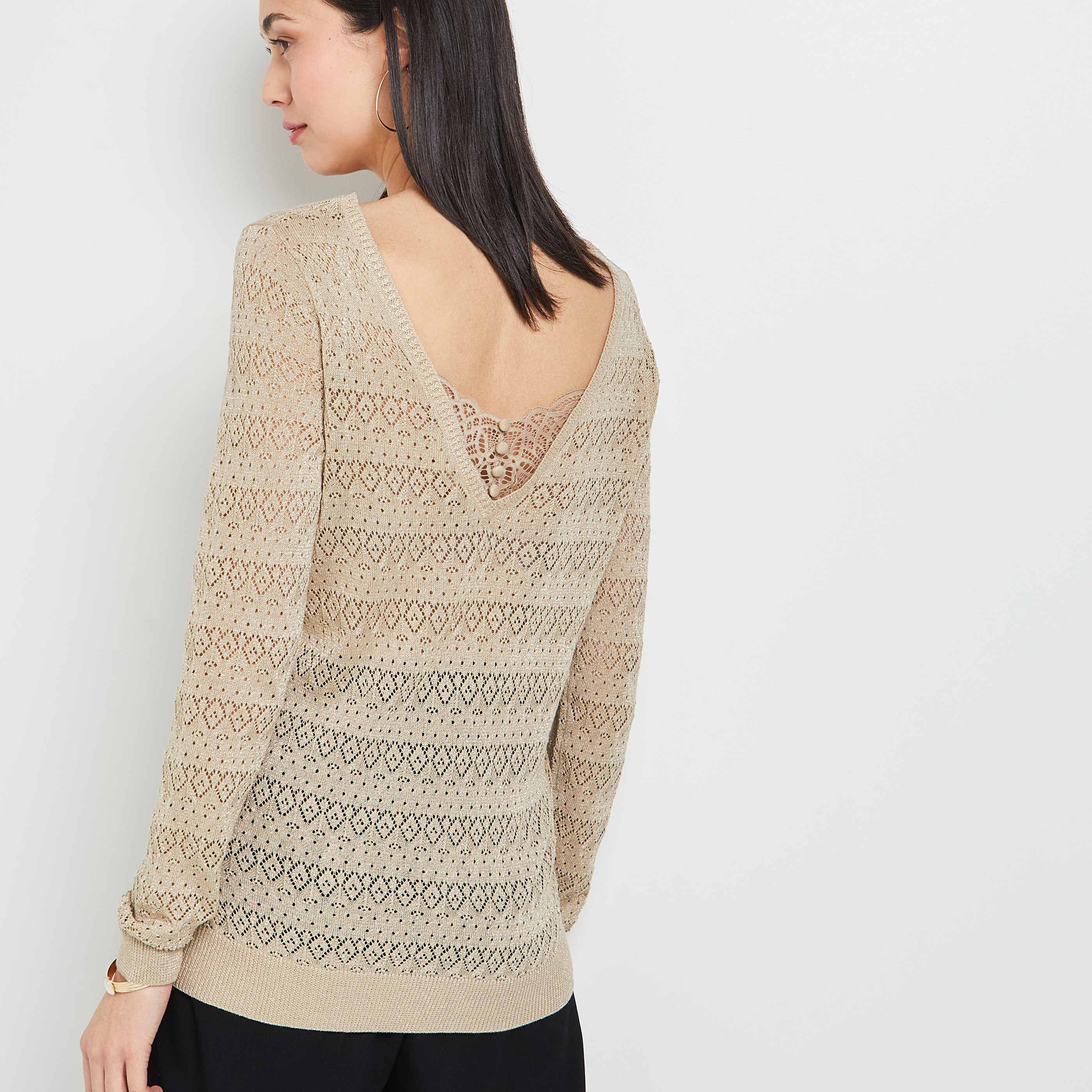 Pull ajouré femme - BEIGE