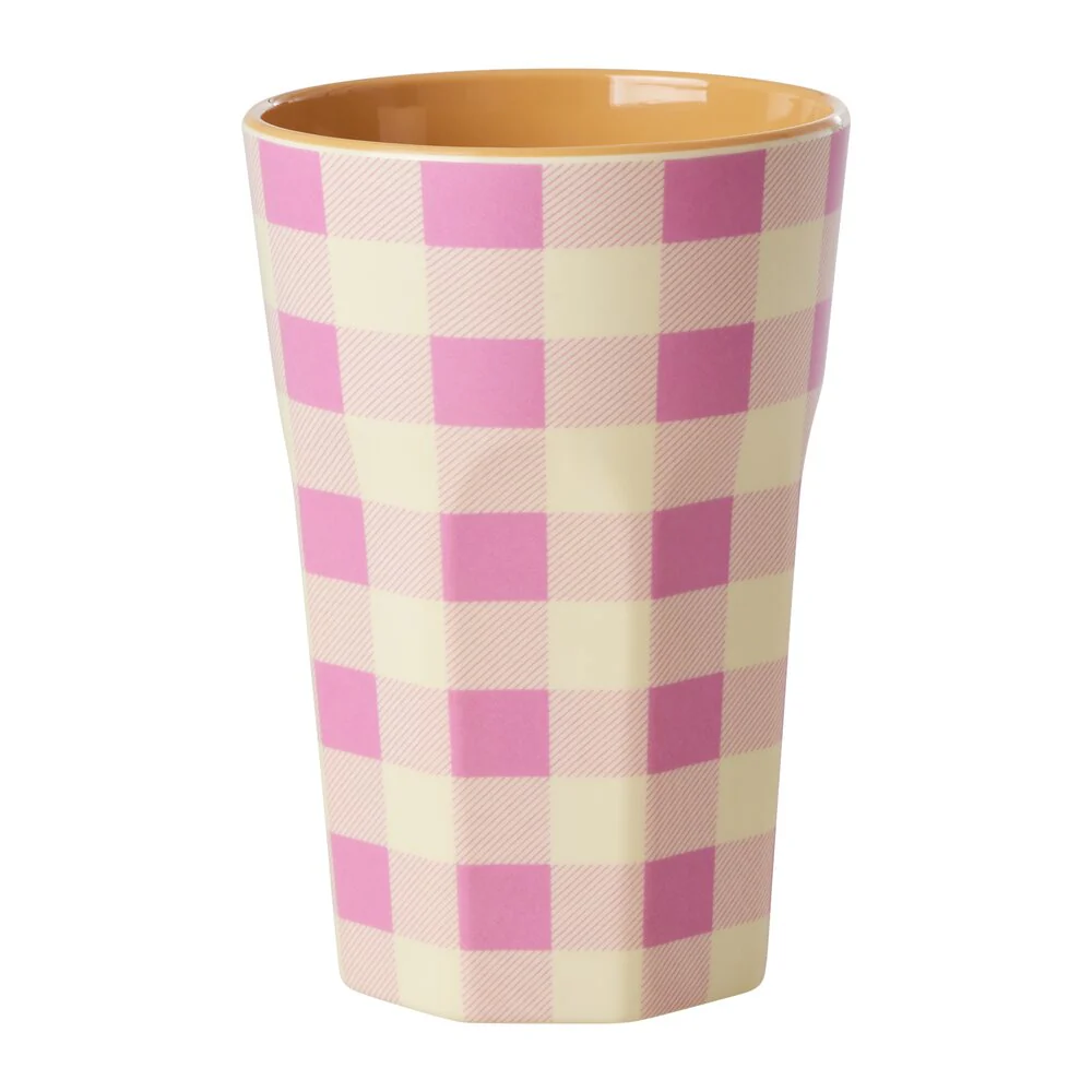 RICE  Melamine Check It Out Print Tall kop - 400 ml.