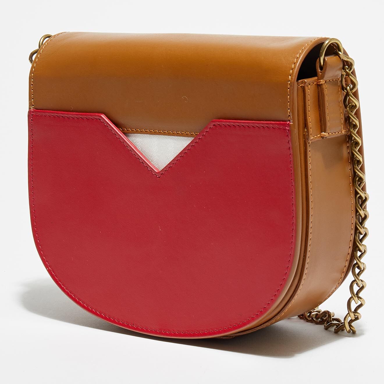 Chloé Stora Petit sac bandoulière en Cuir Suzy camel/rouge - 17.5x15x5.5 cm