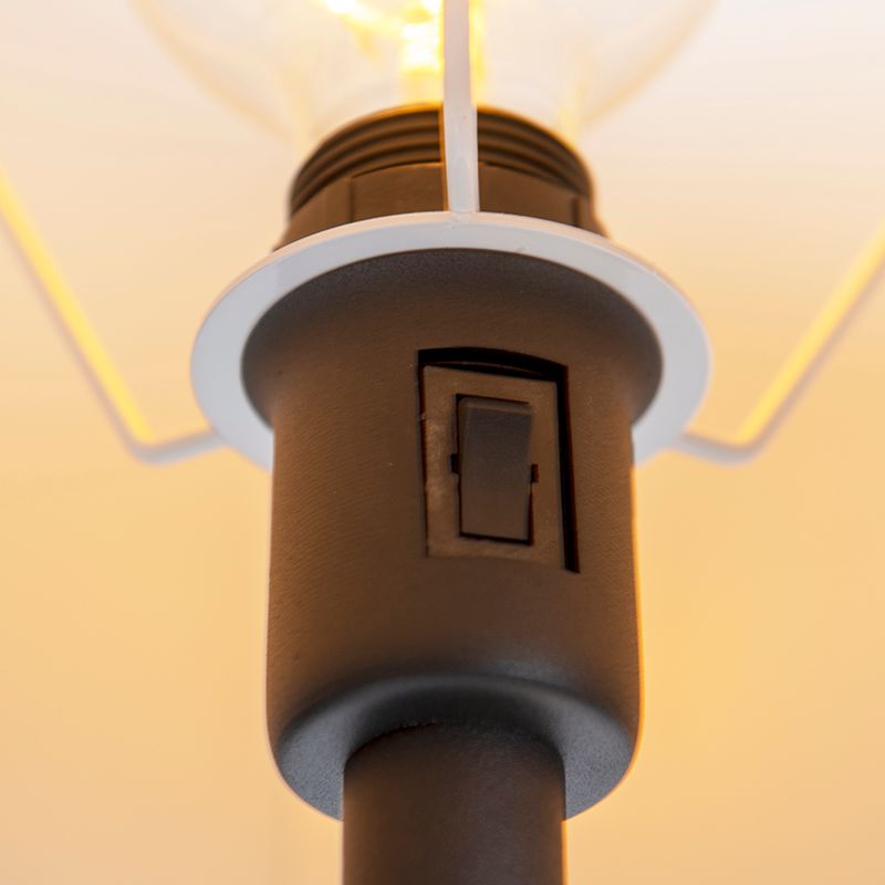 Klassieke vloerlamp zwart met zwarte kap en leeslampje - Retro