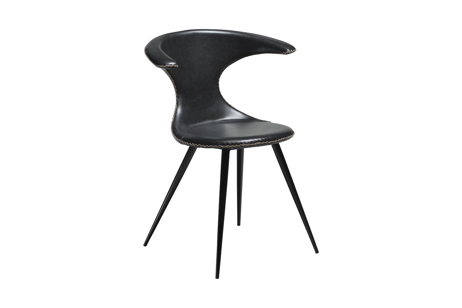 Flair spisestol PU Vintage Black Art og sorte runde ben.