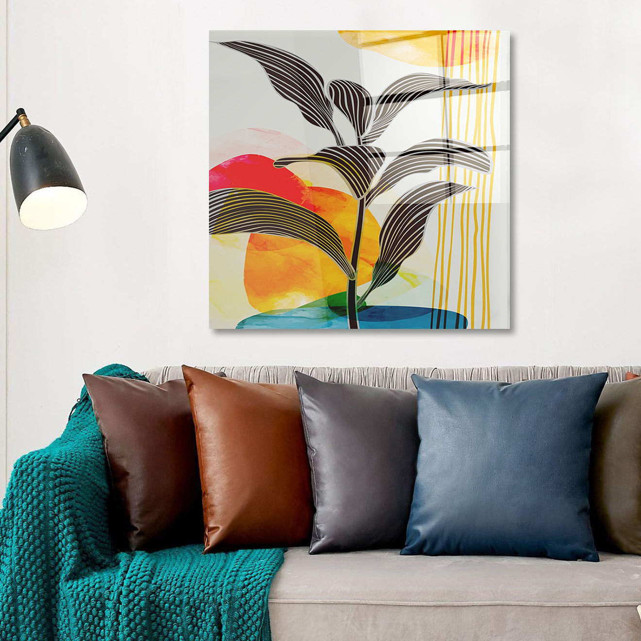 Wallity Impression sur verre multicolore - 50x50 cm