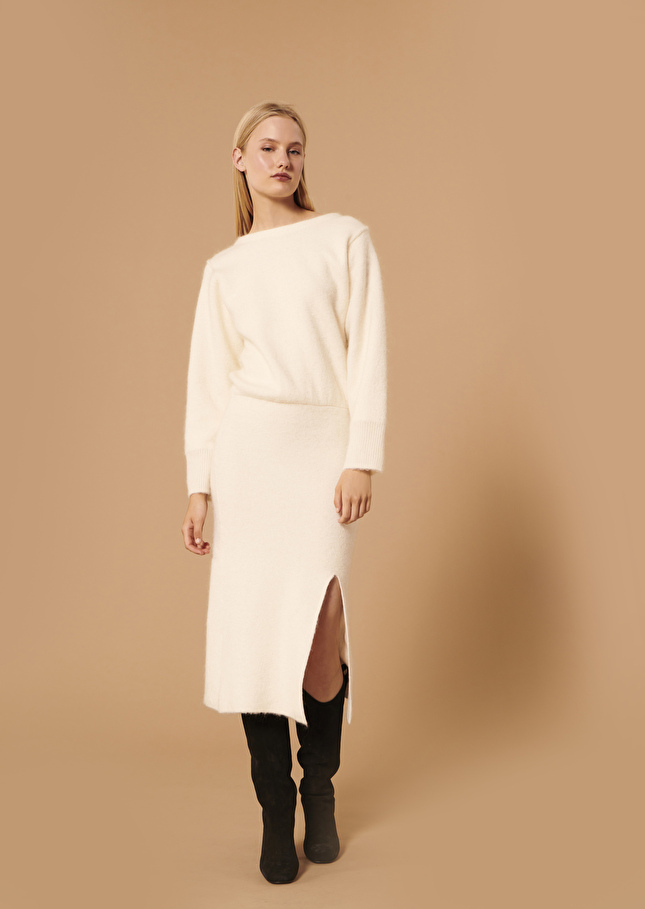 Robe Rhyolisécrue en coton et mohair