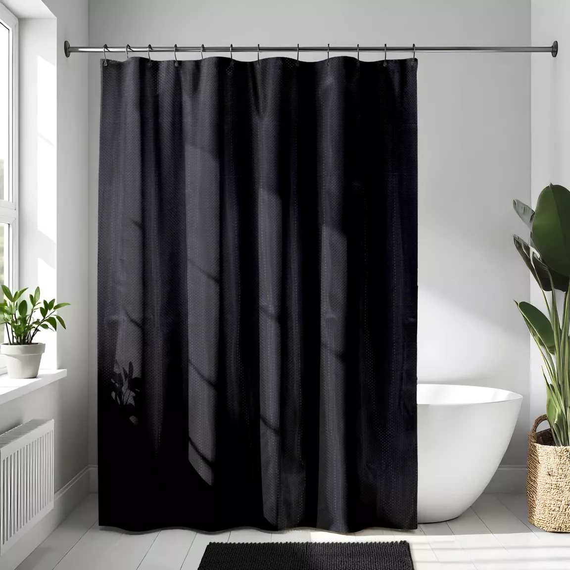 Rideau de douche à anneaux (180 x 200 cm) Diamants Noir