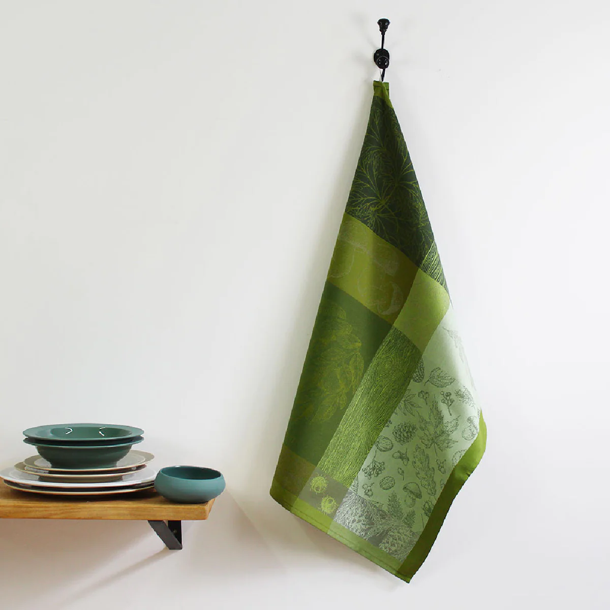 Torchon pur coton vert 56x77 Garnier Thiebaut