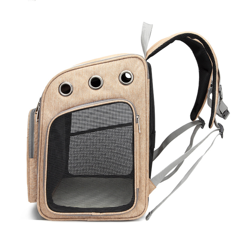 (43x30x41cm) Haustier Reise Trolley Transport Rucksack mit Rollen für Hunde / Katzen - Braun