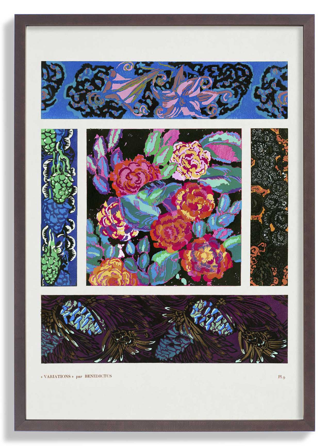 Blumen Art Deco Muster, Variation 9 von Édouard Bénédictus