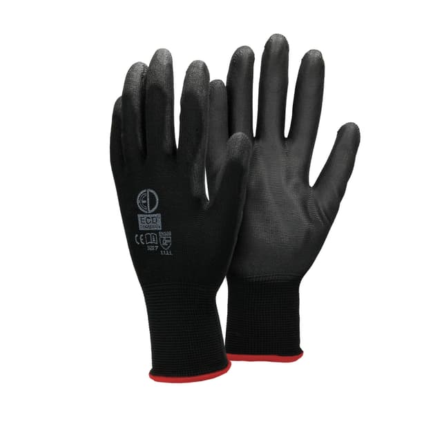 ECD 120 Germany pair PU-arbejde handsker, størrelse 7-S, Farve Sort, mekaniker