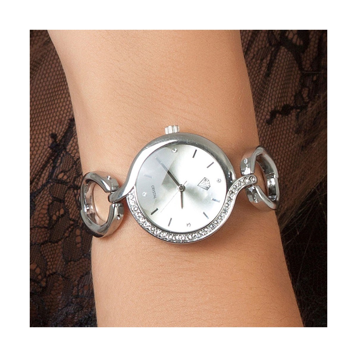 Montre Maeva argentée SC Crystal ornée de Cristaux scintillants