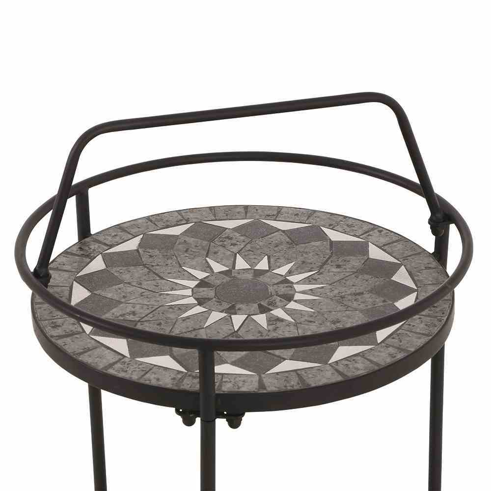 Beistelltisch COMO - matt schwarz - Mosaik-Optik - 74 cm hoch