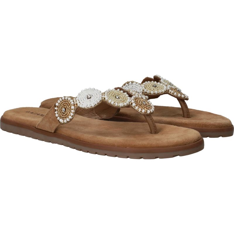 Lazamani Mey Toe Rounds Slippers Beige Dames