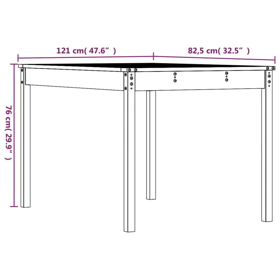 vidaXL - Tuintafel - Bruin - Grenenhout - 121 x 82.5 x 76 cm