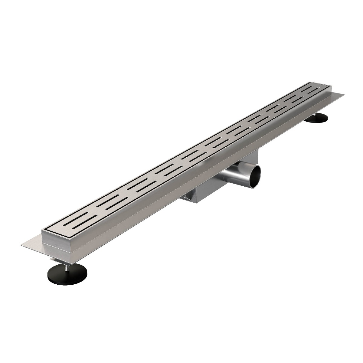 Brauer Small douchegoot 70cm met standaard rooster en flens RVS geborsteld
