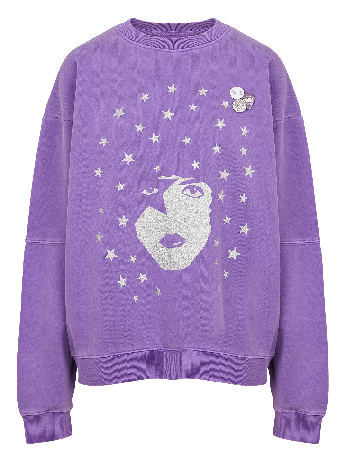 ROLLER SINGER - Sweat ample col rond sérigraphié en coton mélangé | Violet