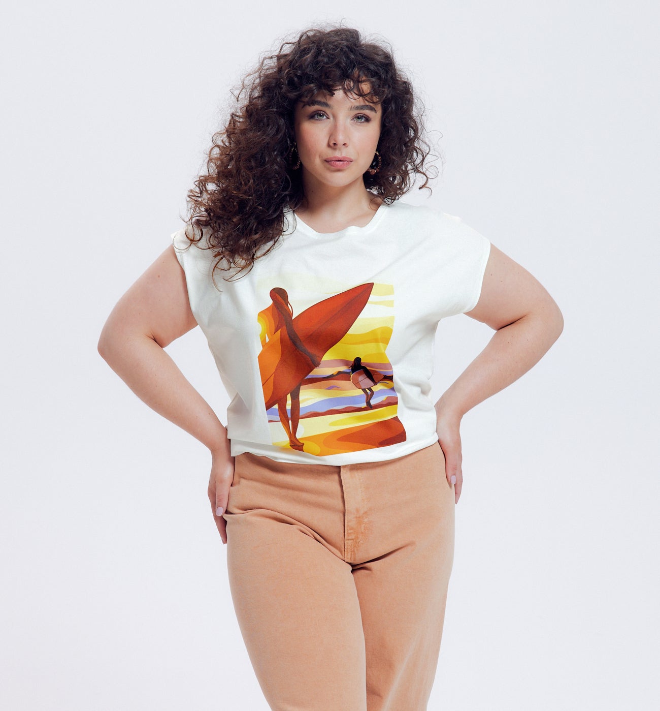 T-shirt à motif placé Femme - Imprimé écru